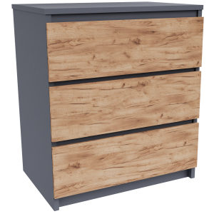 Komoda do salonu 3 szuflady Antrcyt + Craft